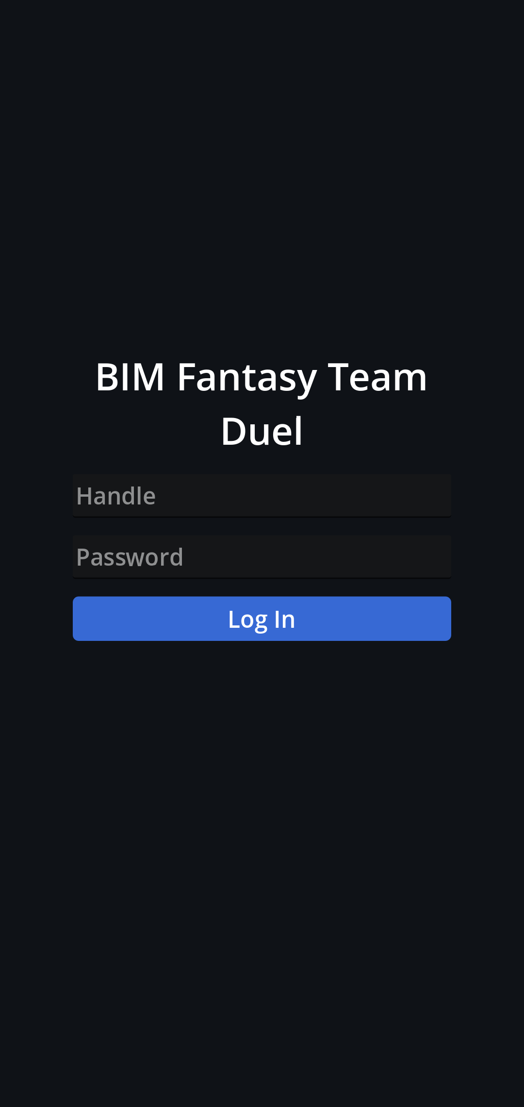 Login screen